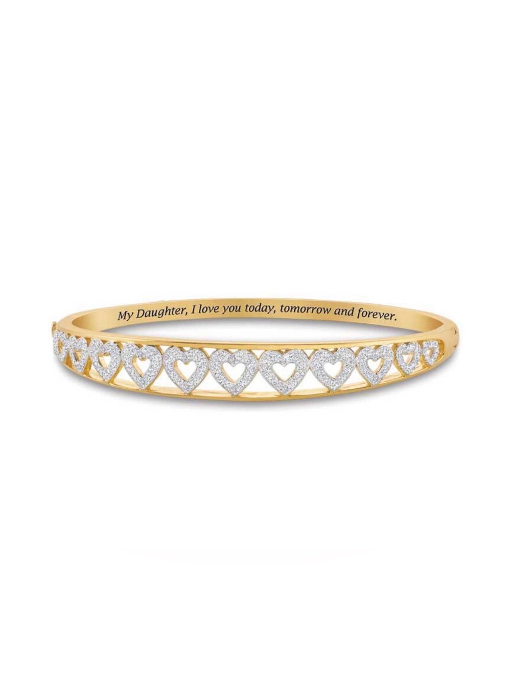 Danbury Mint 14kt Gold Plated My Daughter Forever Diamond Bangle Bracelet